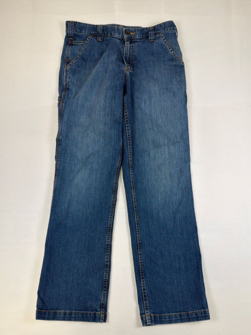 Carhartt Men's 33 x 30 Relaxed Fit Carpenter Denim Jeans Blue Retro Workwear